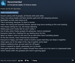 Illustration for article titled Rimworld, As Told By Steam Reviews